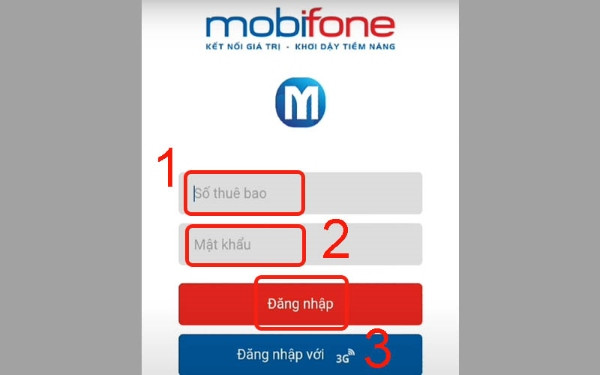 Đăng nhập ứng dụng Mobifone để cập nhật thông tin thuê bao