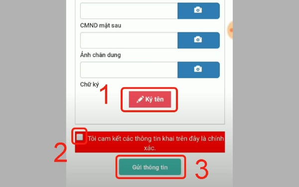 Ký tên và xác nhận cam kết thông tin trước khi gửi đăng ký sim chính chủ