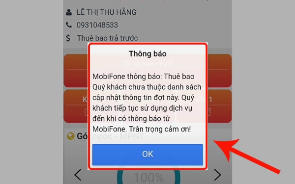 Thông báo không cần cập nhật thông tin thuê bao Mobifone