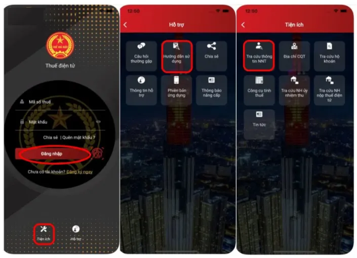 Giao diện ứng dụng eTax Mobile để tra cứu thông tin thuế cá nhân