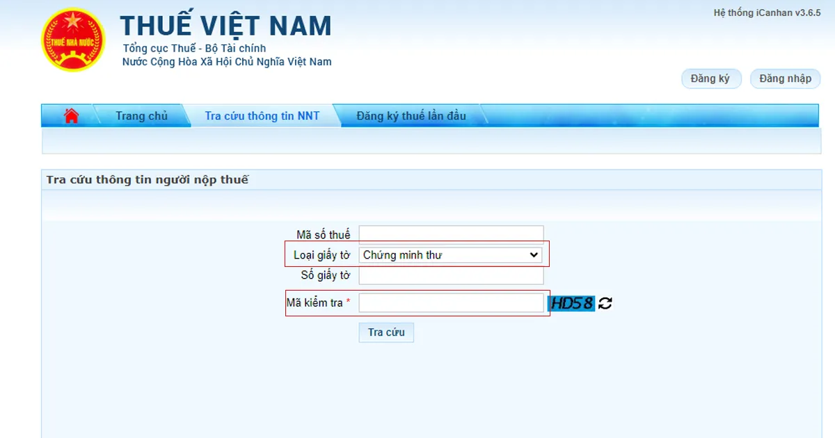 1 tra cuu mst bang cccd cmnd tai thue dien tu 1