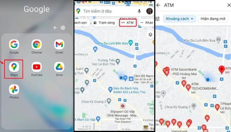 Hướng dẫn tìm kiếm cây ATM gần nhất bằng ứng dụng Google Maps trên điện thoại