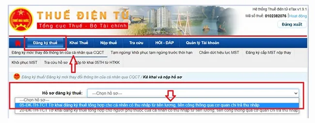 Hướng dẫn chọn mẫu tờ khai đăng ký mã số thuế cá nhân online