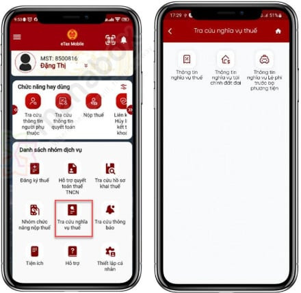 Tra cứu nghĩa vụ thuế của hộ kinh doanh trên eTax Mobile