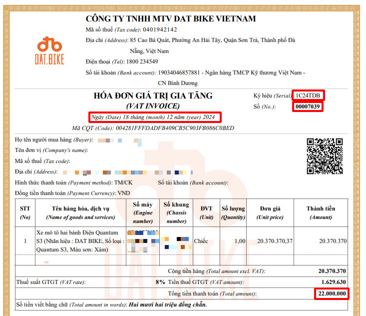 Hóa đơn giá trị gia tăng xe máy, hướng dẫn lấy thông tin điền tờ khai