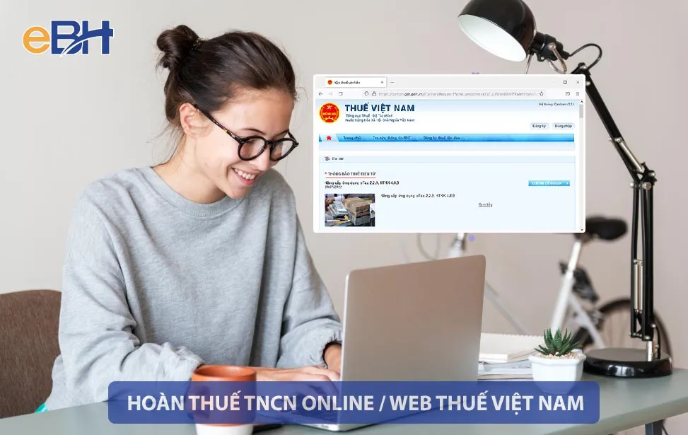 Giao diện website Thuế Việt Nam khi thực hiện thủ tục hoàn thuế thu nhập cá nhân online