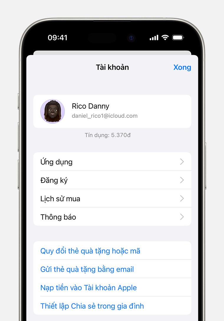 Màn hình App Store trên iPhone với tùy chọn Nạp tiền vào tài khoản để giải quyết các khoản nợ phát sinh