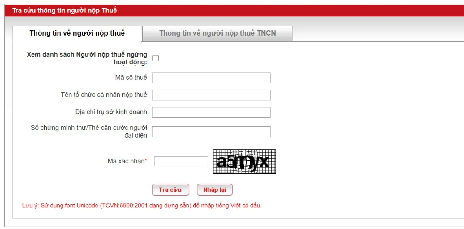 Kết quả tra cứu thông tin thuế doanh nghiệp trên Cổng thông tin Tổng cục Thuế