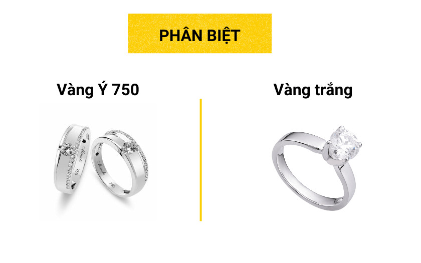 Phân biệt vàng Ý 750 và vàng trắng qua thành phần và màu sắc