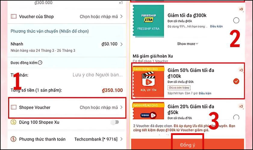 Sử dụng voucher Shopee khi thanh toán